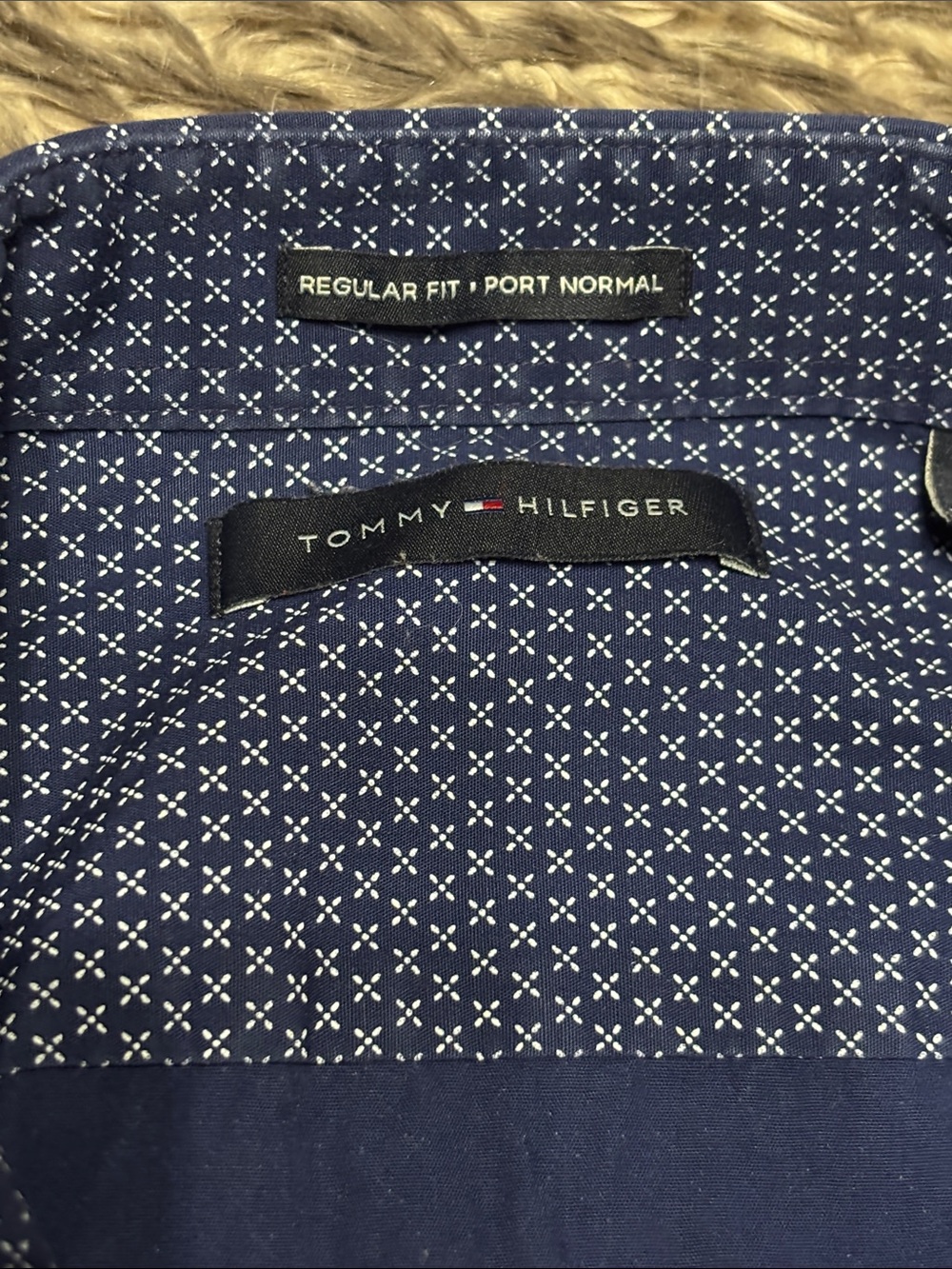 Tommy Hilfiger Navy Blue Microdot Dress Shirt - Picture 2 of 4